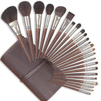 Deluxe Natural Goat Hair Makeup Brush Set with Case, 24 Cosmetic Brushes Makeup Set, Wooden Natural Makeup Brushes, Natural Bristle Makeup Brush, Natural Hair Makeup Brushes Set Professional.