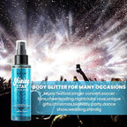 Body Glitter Spray & Glitter Hairspray - Ultra Shiny, Long - Lasting, Quick - Dry & Waterproof. Clog - Resistant Nozzle. Perfect for Parties, Dances and All Glamourous Occasions Bule