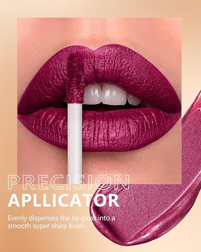 MAKI YIKA Metallic Lipstick Long Lasting Hot Pink Lipsticks for Women Shine Red Lipstick Smudgeproof Transferproof Lip Gloss (BR02 Metal Barbie)