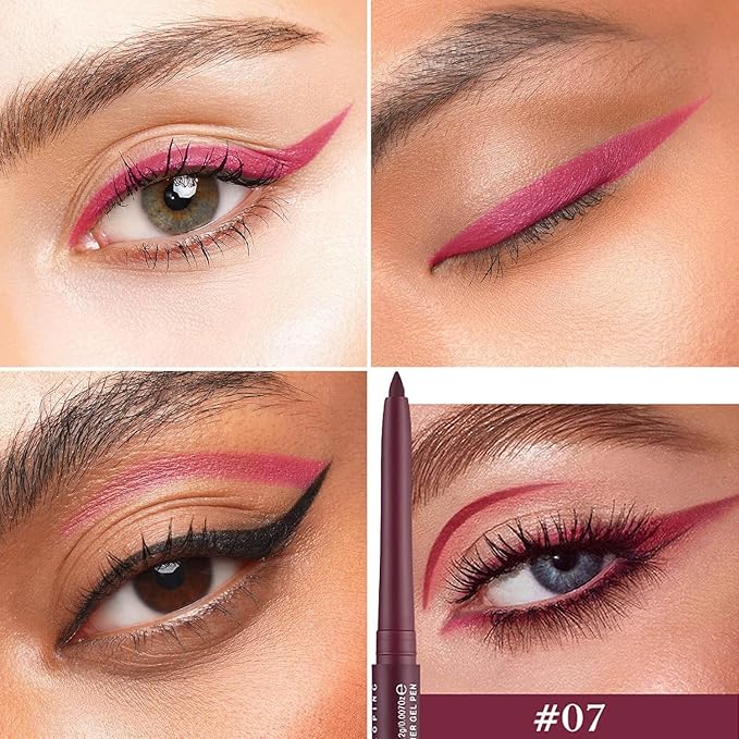 Burgundy Eyeliner Pencil Waterproof Retractable Eyeliner Burgundy Smudge-proof Hypoallergenic (07#)