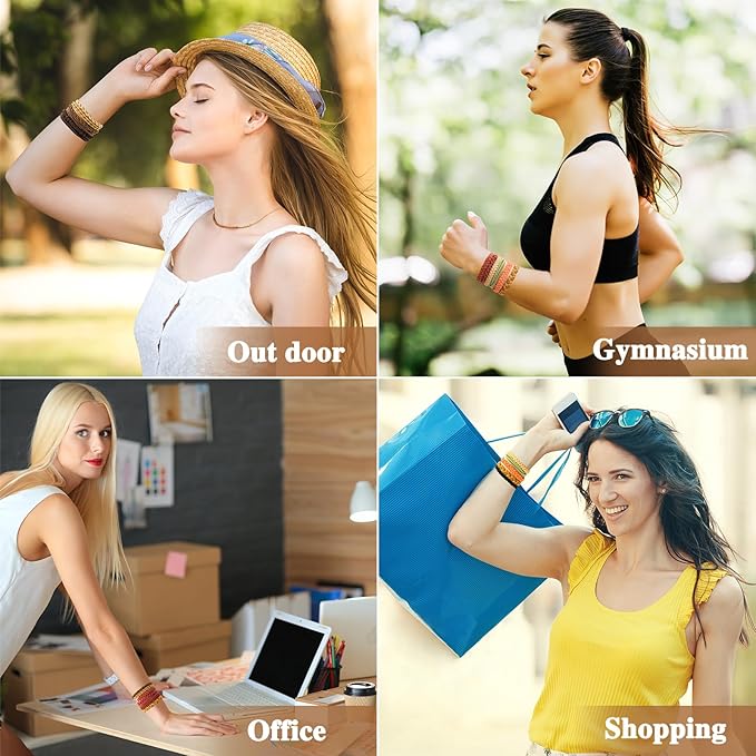 Boho Hair Accessories for Women: 24PCS Hair Tie Bracelets, 6 Styles, 10 Colors, No Damage for Thick Hair