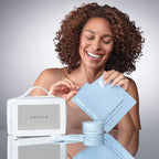 NuFACE Ultimate Glow Skincare Kit - Limited Edition Holiday Gift Set with Hydrogel Power Mask, Under Eye Patches, Prep-N-Glow Facial Wipes & Luxe Bag - Hydrating Skincare to Prep for Microcurrent, 4ct