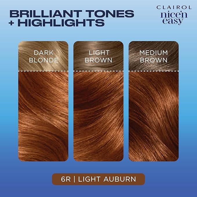 Clairol Nice'n Easy Permanent Hair Dye, 6R Light Auburn Hair Color, Pack of 2