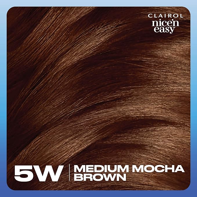 Clairol Nice'n Easy Permanent Hair Dye, 5W Medium Mocha Brown Hair Color, Pack of 3