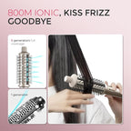 TYMO STYLUX PRO Thermal Brush Curling Brush, 1.5 Inch Blowout Heated Round Volumizer, Hair Straightener and Curler 2 in 1, 800M Negative Ion for Smoother, LCD Display, 5 Temp, Dual Voltage, Gold