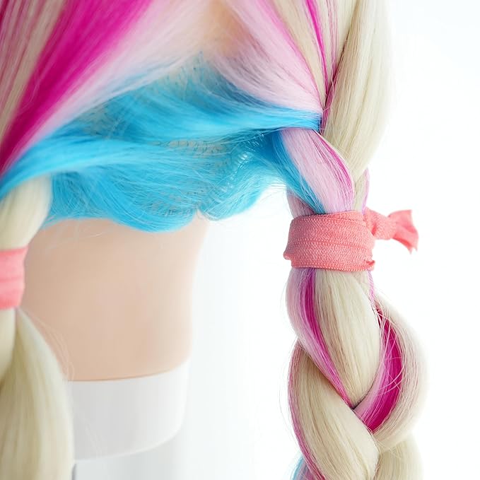 MEEDEE 100 Pack Light Pink Ouchless Elastic Hair Accessories - No Crease Soft Ribbon Knotted Ties, No Damage Ponytails, Yoga Bracelets for Women