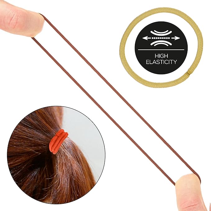 Expressions 216-Piece Elastics Value Pack: 4mm Earth Tones/Neutral Colors Hair Ties, No Metal Ponytail Holders for All Hair Types Including Thick and Curly