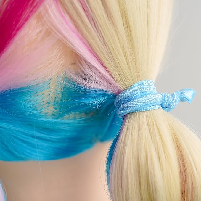 MEEDEE Ombre Blue Hair Accessories - 100 Pack Soft Ribbon Knotted Hair Ties for Women, No Crease, No Damage, Ouchless, Ideal for Ponytails, Yoga, and Bracelets