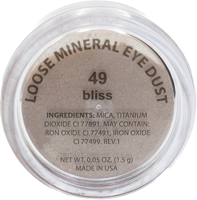 Bliss Cool Toned Mocha Glitter Brown Mineral Single Loose Powder Eyeshadow; Vegan, Talc & Paraben Free