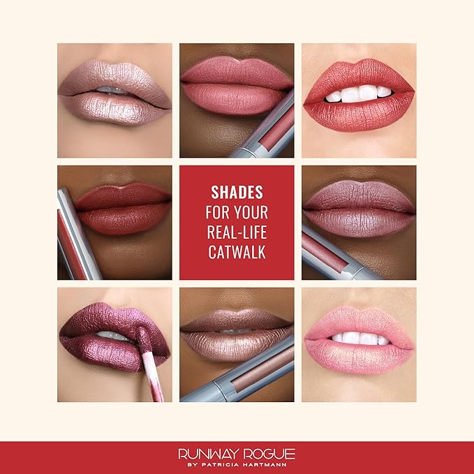 Runway Rogue Pearl Glam Long Wear Shimmer Liquid Lipstick, Metallic Earthy Berry-Bronze Lipstick with Silver and Gold Shimmer, ‘Callback’