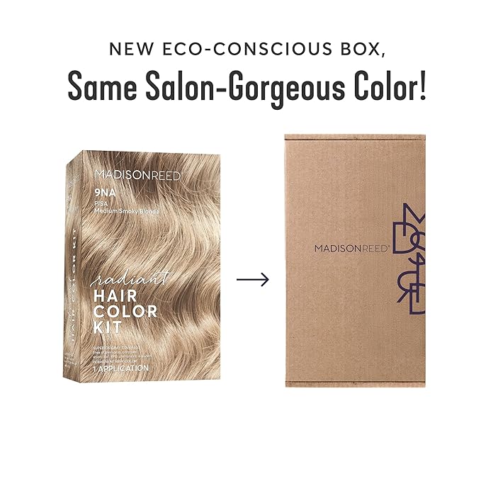Madison Reed Radiant Hair Color Kit - 9NA Medium Cool Blonde with Ash Undertones (Pisa Blonde), Dimensional Gray Hair Blending Permanent Hair Dye, PPD-Free & Ammonia-Free, 2 Pack