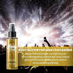 Gold Body Glitter Spray & Glitter Hairspray - Long-Lasting, Ultra-Shiny, Quick-Dry, Waterproof, Non-Clog Nozzle for Parties, Dances, Festivals, and Special Events