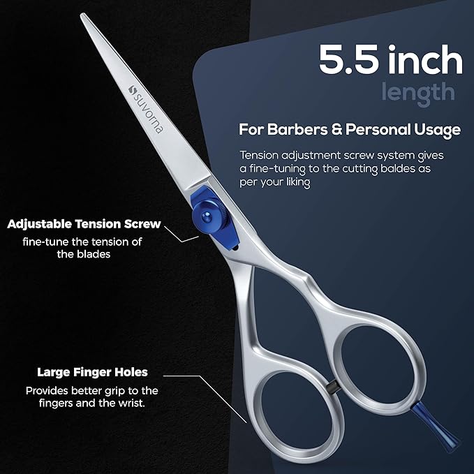 Suvorna 5.5 inch Barber Scissors | hair shears professional | haircutting scissors for adults | Hair Scissors Women & Men | Hairdresser Scissors | Hair Scissors Professional | Haircut Scissors.