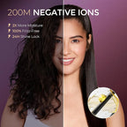 TYMO Flat Iron Hair Straightener Brush 2 in 1, 200M Ions Hair Straighteners for Women, Ceramic Dual Voltage Straightening Hot Comb for Anti-Frizz Straights, Waves, Curls, 3X Less Heat Damage, Black