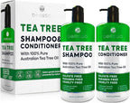 Tea Tree Shampoo and Conditioner Set – with 100% Pure Australian Tea Tree Oil - Anti Dandruff Sulfate and Paraben Free - Dry Scalp Treatment with Keratin, Vitamin B5, Collagen for Women and Men