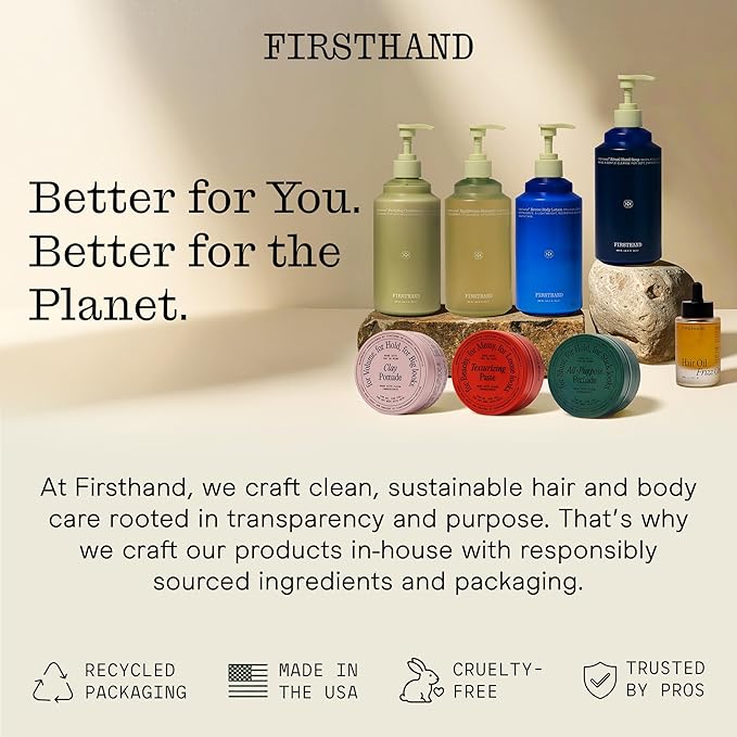 Firsthand Supply All-Purpose Hair Pomade for Men & Women - Flexible Firm Hold with Natural, Low Shine – Organic, Water Based Pomade - Nourishing Aloe & Shea Butter - All Hair Types & Lengths - 3oz