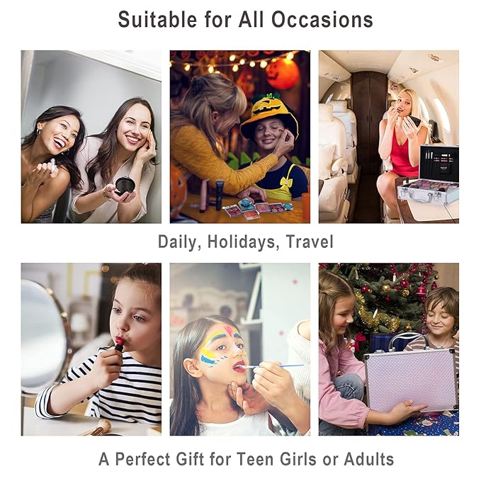 Hot Sugar Makeup Kit for Girls and Women - Full Starter Cosmetics Set with Eye Shadow Palette, Blush, Lip Gloss, Lip & Eye Pencil and Mirror