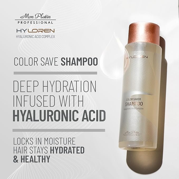 Mon Platin Professional HYLOREN Color Save Hair Shampoo with Hyaluronic Acid for Color Treated Hair, Shampoo for Damaged hair, SLS/SLES Free, Hydrating Shampoo, 500ml
