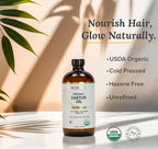 Niyavera Organic Castor Oil USDA Certified 16oz - 100% Pure Golden Cold Pressed Unrefined Hexane Free for Hair Growth, Eyelashes, Eyebrows, Skin - Glass Bottle with Pump