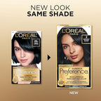 L'Oreal Paris Superior Preference Luminous Fade-Defying Permanent Hair Color, Hair Dye For Up to 9 Weeks of Radiance, Natural Black 2, 1 Hair Dye Kit
