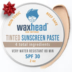 Waxhead Tinted Zinc Oxide Surf Sunscreen SPF 30 for Face, 4 Ingredient Reef Safe Zinc Paste, Waterproof Sunblock for Swimming, Sensitive Skin and Eczema, Tinted Scar and Tattoo Protection, 2oz Tin