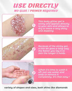 6PCS Pink Face Body Glitter Gel，Mermaid Holographic Sequins Chunky Glitter Paint for Party Singer Concerts Music Festival Rave Accessories for Girls Women Face Body Hair Sparkling Makeup