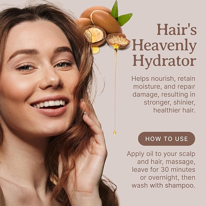 Bella Terra Oils - Argan Oil 2oz - Nature's Hair Oil for Frizzy Hair, Packed with Vitamin E & Omega Fats, Best Serum for Radiant Skin