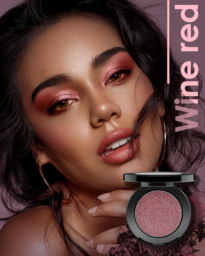 Burgundy Red Eyeshadow Shimmer Handmade Gothic Eye Sahdow Makeup Palette for Halloween Pigmented & Long Lasting Dark Red Matte Eyeshadow- WineRed