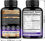 Biotin | Collagen | Hyaluronic Acid | Keratin - Clinically Tested Supplement - Hair Growth Support, Skin & Nails - 25000 mcg Vitamins B2, B3, B6 & B7 + B1 - Made in USA - Women & Men | 120 Capsules