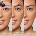 Eyebrow Stamp Stencil Kit - Long-Lasting Eyebrow Powder with Brush, Waterproof & Smudge-Proof Brow Shaping Kit with 24 Reusable Thin & Thick Eyebrow Stencils for Voluminous Brow (Black)