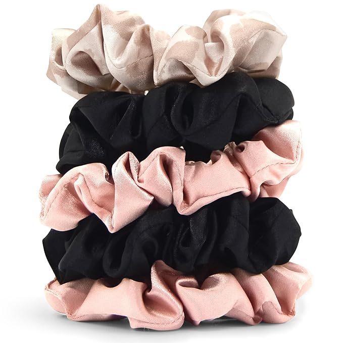 Kitsch Satin Scrunchies for Women - Softer Than Silk Scrunchies | Hair Ties No Damage for Frizz-Free Sleep | Stocking Stuffers for Teen Girls | Ideal Gifts for Women, Assorted, 5pcs