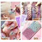 DAGEDA Body Glitter Gel, Face Glitters Body Gel Sequins Shimmer Liquid Eyeshadow, Chunky Glitter for Face Hair Nails, Holographic Cosmetic Laser Powder Festival Makeup 50ml(Pink)