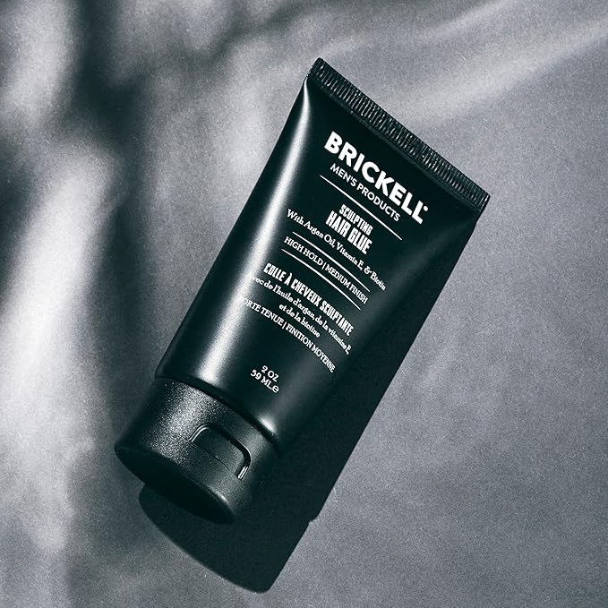 Brickell Men's Hair Styling Sculpting Hair Glue For Men, All Day Lasting Hold for Sculpting and Shaping Hair, 2 Ounce, Scented (2 oz)