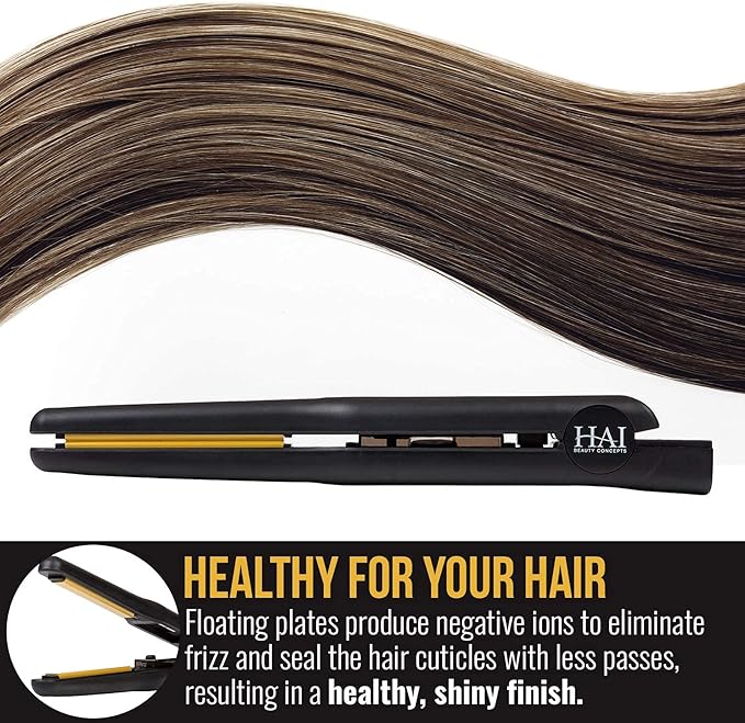 HAI Convertable Total Heat 4/10" in - Flat Iron with Tri-Diamond Ceramic Plates for Highly Textured Hair, 140°F to 450°F.