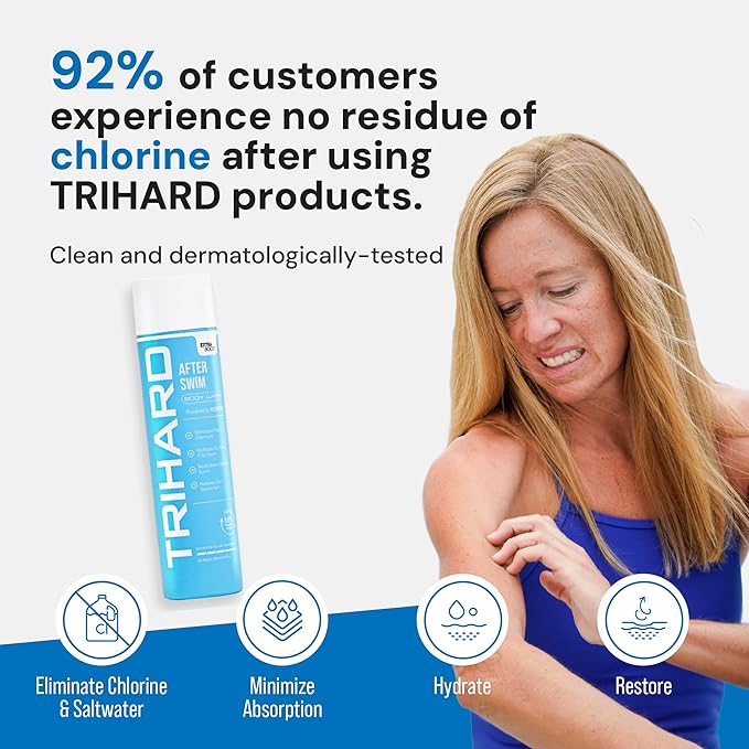 TRIHARD Chlorine Removal Body Wash, Protects and Hydrates Sensitive Skin from Pool and Ocean, Pool Essentials for Post Swim Chlorine Skin Protection (Pack of 2)