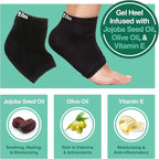 ZenToes Moisturizing Socks for Cracked Heel Treatment, Vitamin E, Olive Oil and Jojoba Oil Heel Socks, Stocking Stuffers for Women, Spa Self Care Gifts for Women (Cotton Black, Wide Width)