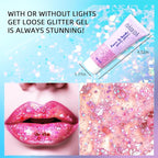 DAGEDA Body Glitter Gel, Face Glitters Body Gel Sequins Shimmer Liquid Eyeshadow, Chunky Glitter for Face Hair Nails, Holographic Cosmetic Laser Powder Festival Makeup 50ml(Pink)