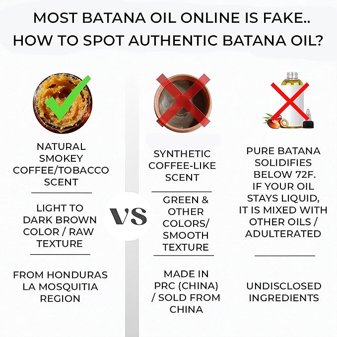 Unrefined Batana Oil for Hair Growth - 100% Raw Unrefined Batana Oil from Honduras - Dr. Sebi Approved Pure Hair Treatment for Thicker Hair - 4oz