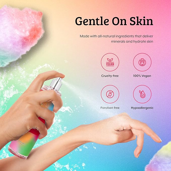 Cotton Candy Body Mist Spray 8 oz Fine Fragrance, Gift for Her Sweet and Playful Scent