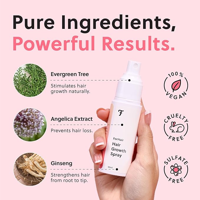 ForChics Hair Growth Serum for Women- Results in 4 Weeks- Hormone Free Hair Regrowth Treatment - For Thinning Hair Loss - Fast Absorbing Non-Greasy Scalp Spray 50ml