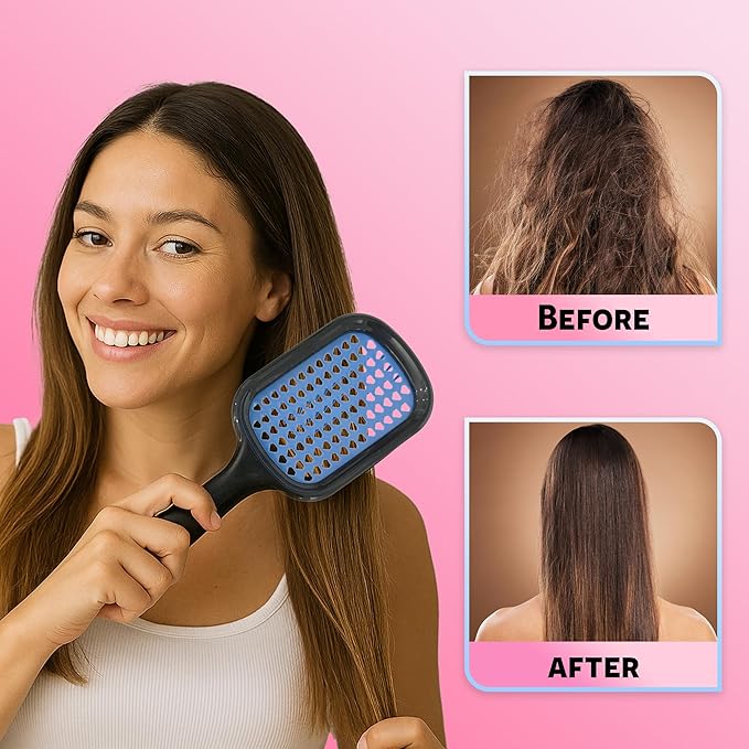 Bautero Brush Detangler Brush for Wet & Dry Hair, Pain-Free Brushing on All Hair Types, Knot Removal, Vented Hair Brush, Mizuiro Ocean