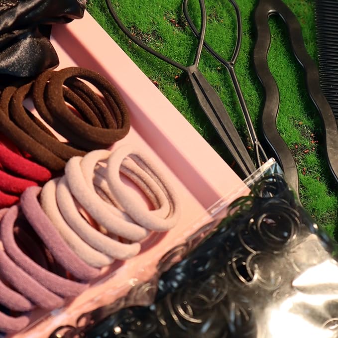 YANRONG 1159PCS Hair Accessories for Woman Set Seamless Ponytail Holders Variety Hair Scrunchies Hair Bands Scrunchy Hair Ties For Thick and Curly (1159PCS (base color))