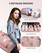 Girls Duffle Bag, Initial Bag, Personalized Weekender Bag with Shoulder Strap, Monogram Overnight Bag for Women Wet Pocket, Letter Travel Bag with Makeup Bag Gifts for Niece (Letter R)