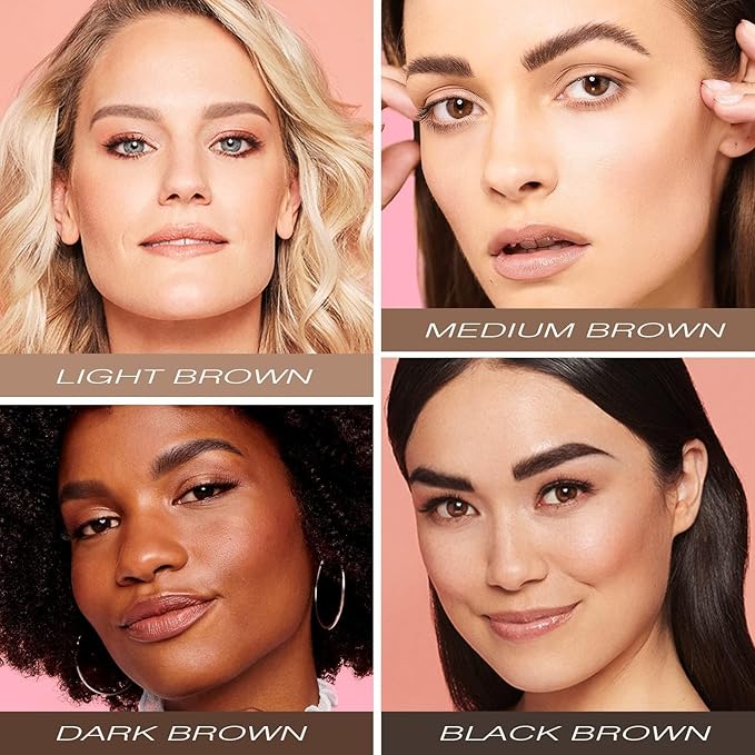 Eyebrow Stamp Stencil Kit - Long-Lasting Eyebrow Powder with Brush, Waterproof & Smudge-Proof Brow Shaping Kit with 24 Reusable Thin & Thick Eyebrow Stencils for Voluminous Brow (Light Brown)