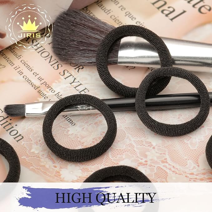 100 pcs No Break Hair Ties fitting Kit, and limited-time Starter Kit | Gentle for any hair type with no slipping or snagging Color mixing(Black)