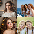 Face Glitter Freckles 12 Pcs Christmas Temporary Face Tattoos Stickers Waterproof Sparkle Face Speckles Makeup Patches Cute Body Temporary Tattoo Rave Accessories for Women Music Festival Accessorie