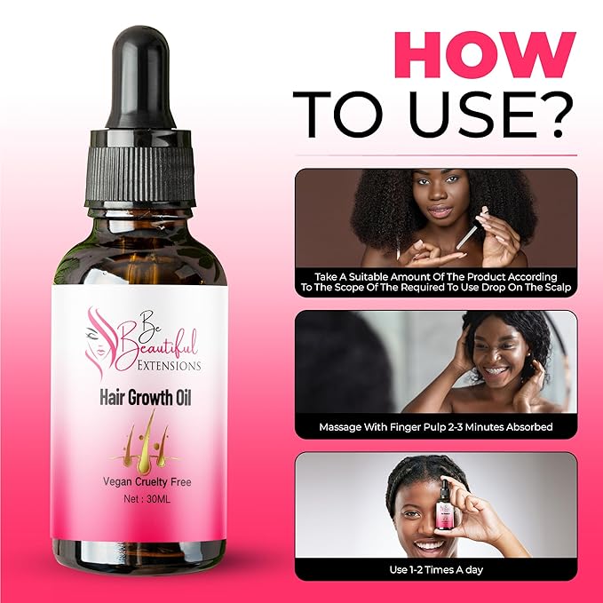 Hair Growth Oil - Ginger Scented, Pink, Unisex Adult, Promotes Thick Long Hair Growth, Suitable For All Hair Types, Vegan & Cruelty-Free