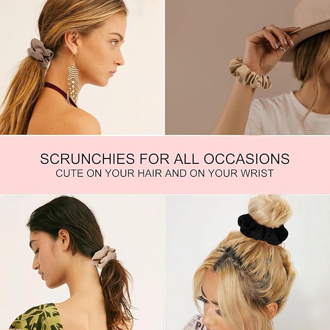 8 Hair Scrunchies for Women - Hair Ties No Damage Both for Thick Hair or Thin Hair Curl Hair No Crease Scrunchies Ponytail Holder No Hurt Your Hair