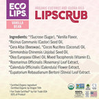 Eco Lips LIP SUGAR SCRUB 2 Pack (2-0.5oz jars) 100% Organic Lip Care Treatment with Organic Sugar & Coconut Oil - Gently Exfoliate & Polish Dry, Flaky Lips, 100% Edible (Vanilla Bean & Brown Sugar)