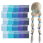 MEEDEE Ombre Blue Hair Accessories - 100 Pack Soft Ribbon Knotted Hair Ties for Women, No Crease, No Damage, Ouchless, Ideal for Ponytails, Yoga, and Bracelets